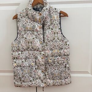 J. Crew Floral Puffer Vest, Liberty print, xxs, excellent condition